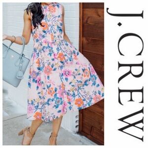 J.Crew Liberty Fabric Pavilion Floral Print
Ruffle Neck Midi Dress Pink Sz: 2